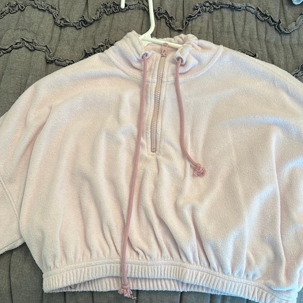 light pink pacsun terry cloth half zip